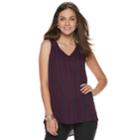 Women's Apt. 9&reg; V-neck Georgette Tank, Size: Large, Drk Purple