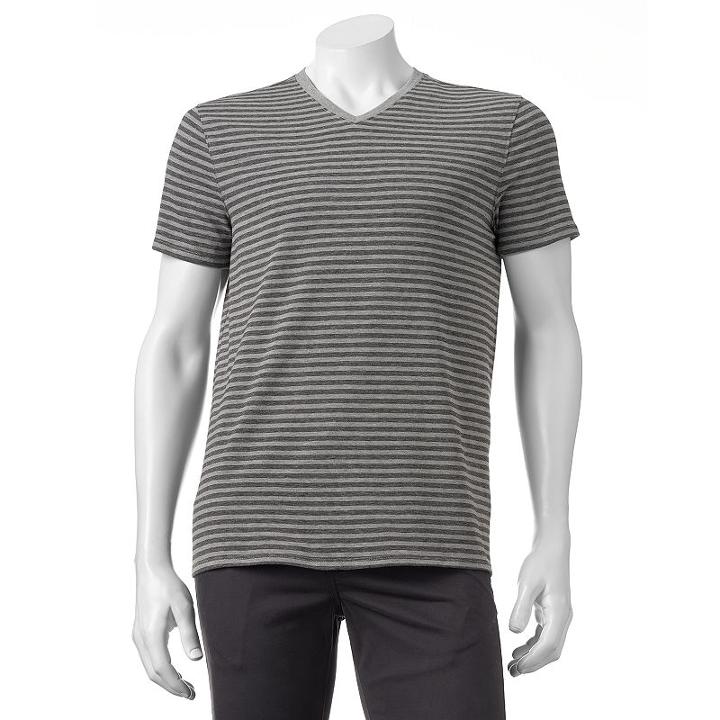 Men's Apt. 9® Modern-fit Striped Stretch V-neck Lounge Tee, Size: Xxl, Grey