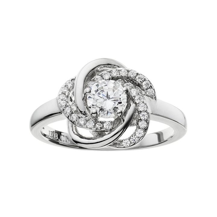 The Silver Lining Cubic Zirconia Silver Tone Love Knot Ring, Women's, Size: 9, White