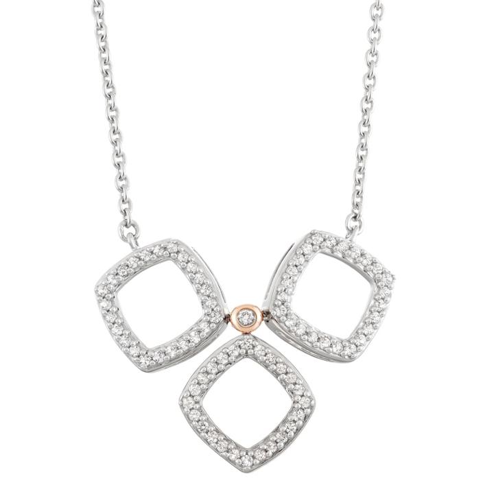 14k White Gold 3/8 Carat T.w. Diamond Tri-square Necklace, Women's, Size: 18