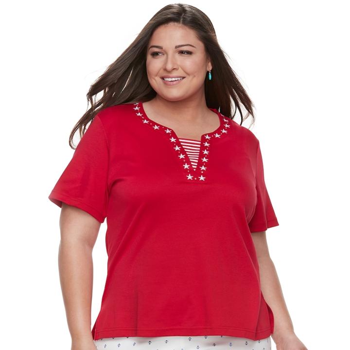 Plus Size Cathy Daniels Stars & Stripes Top, Women's, Size: 3xl, Red