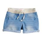 Girls 7-16 & Plus Size So&reg; Ribbed Waist Faux-denim Shortie Shorts, Size: 12, Light Blue