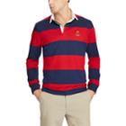 Men's Chaps Classic-fit Striped Rugby Polo, Size: Small, Red