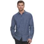 Men's Marc Anthony Slim-fit Linen-blend Stretch Button-down Shirt, Size: Large, Blue