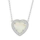 Mother-of-pearl & Lab-created White Sapphire Sterling Silver Heart Halo Necklace, Women's, Size: 18