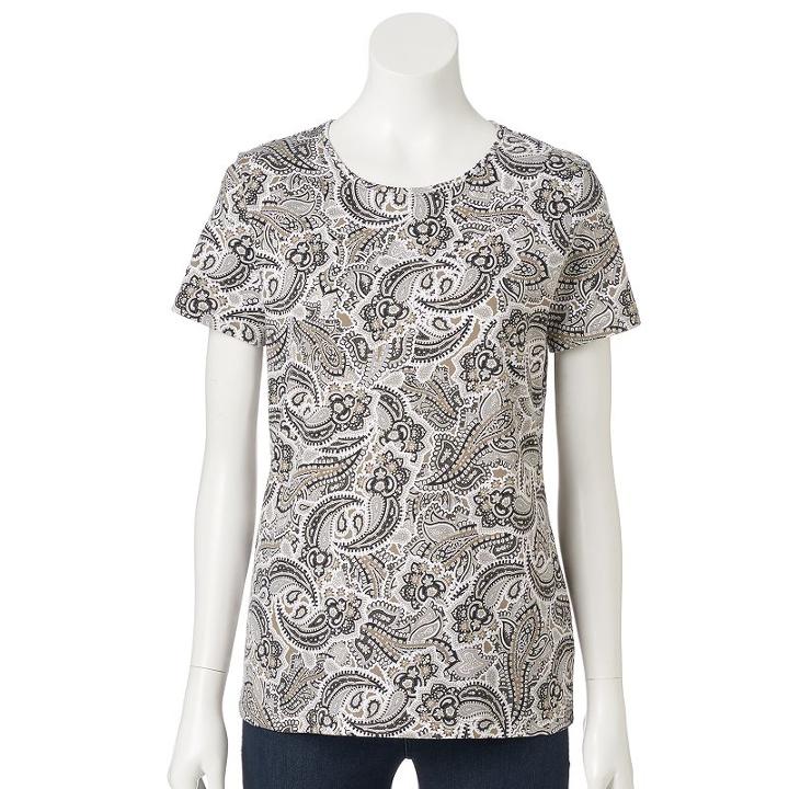 Women's Croft & Barrow&reg; Essential Crewneck Tee, Size: Xl, Grey (charcoal)