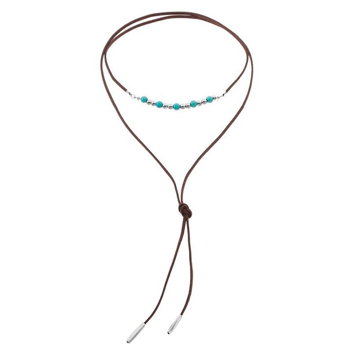 Mudd&reg; Simulated Turquoise Beaded Lariat Choker Necklace, Women's, Turq/aqua
