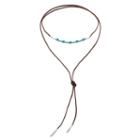 Mudd&reg; Simulated Turquoise Beaded Lariat Choker Necklace, Women's, Turq/aqua