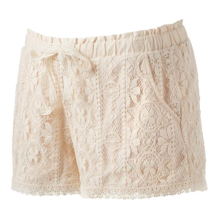 Juniors' Rewind Lace Shorts, Girl's, Size: Xl, Natural