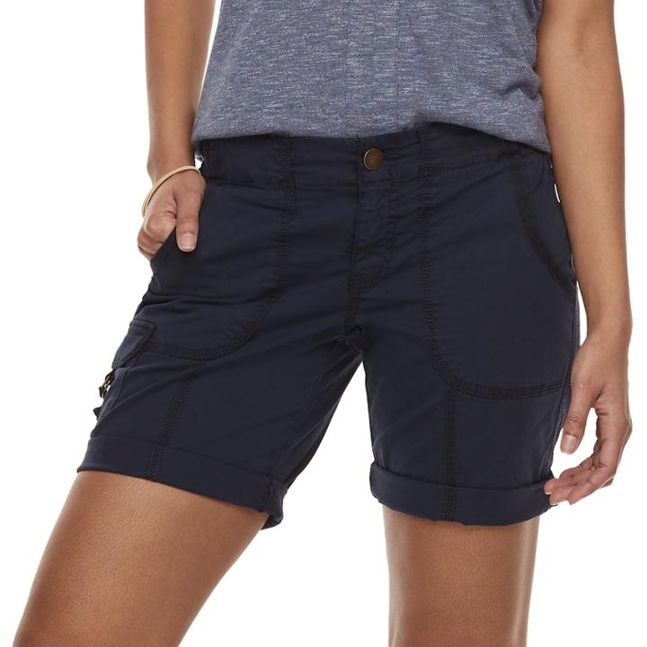 Women's Sonoma Goods For Life&trade; Ultra Comfortwaist Utility Shorts, Size: 6, Dark Blue