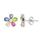 Junior Jewels Kids' Sterling Silver Cubic Zirconia Flower Stud Earrings, Women's, Multicolor