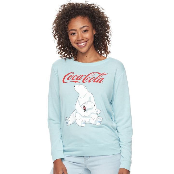 Junior's Fifth Sun Coca-cola Polar Bears Crewneck Sweatshirt, Teens, Size: Xl, Light Blue
