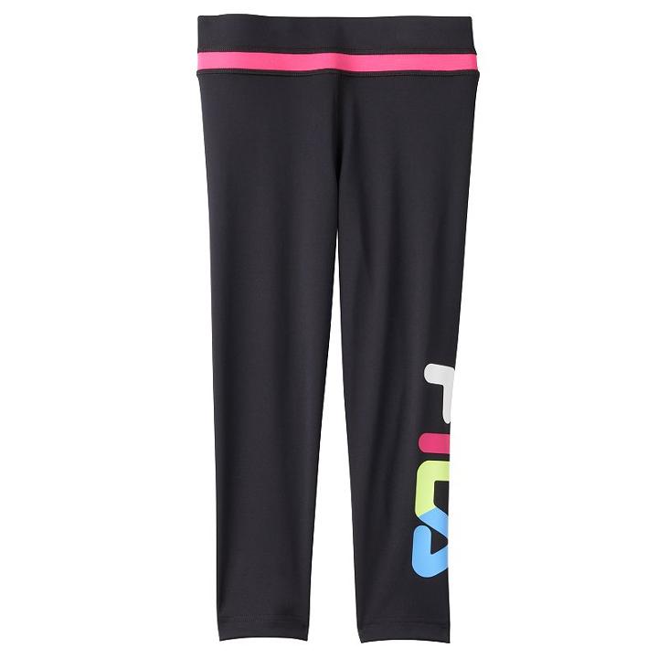 Girls 7-16 Fila Sport&reg; Fila Graphic Capri Leggings, Girl's, Size: L(14), Black