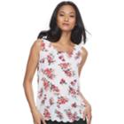 Women's Elle&trade; Scallop Trim Tank, Size: Large, White