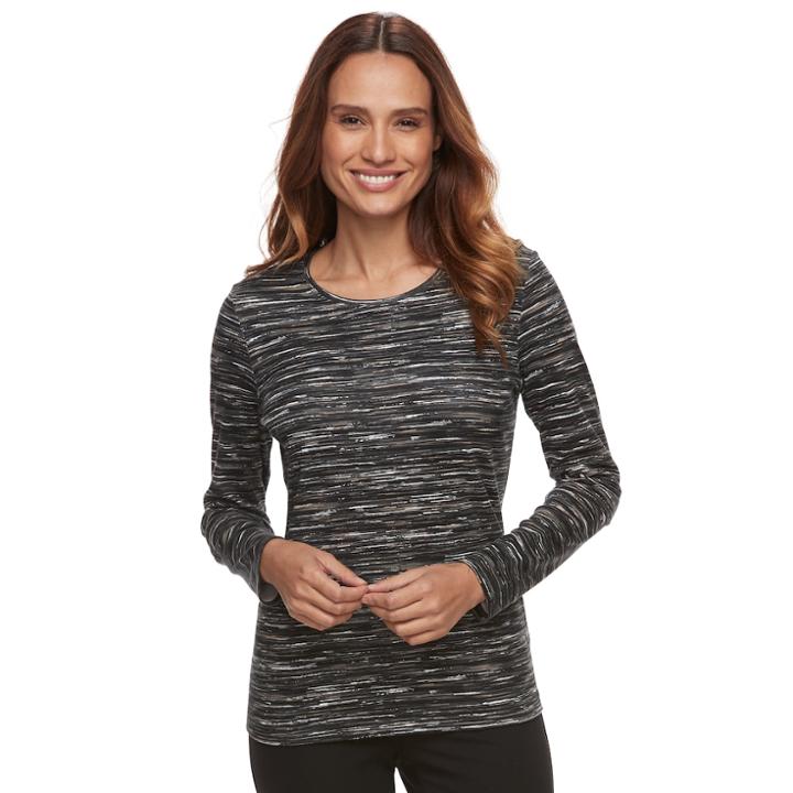 Petite Croft & Barrow&reg; Crewneck Tee, Women's, Size: M Petite, Black