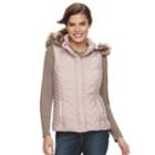Women's Sebby Collection Hooded Chevron Puffer Vest, Size: Medium, Med Pink