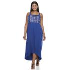 Plus Size Design 365 Embroidered High-low Dress, Women's, Size: 2xl, Blue Other