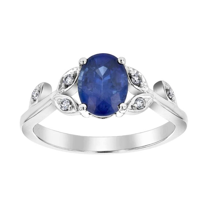 14k White Gold Sapphire & 1/5 Carat T.w. Diamond Engagement Ring Set, Women's, Size: 8, Blue