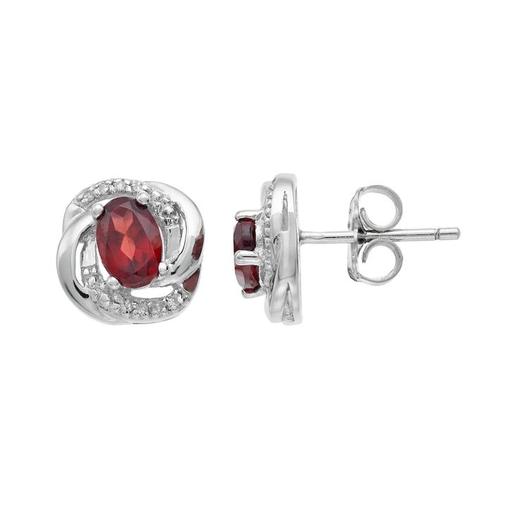 Sterling Silver Garnet & Diamond Accent Love Knot Stud Earrings, Women's, Red
