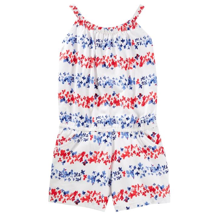 Girls 4-12 Oshkosh B'gosh® Red & Blue Floral Romper, Size: 4-5