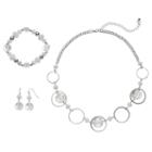 Beaded Orbital Necklace, Stretch Bracelet & Drop Earring Set, Women's, Natural