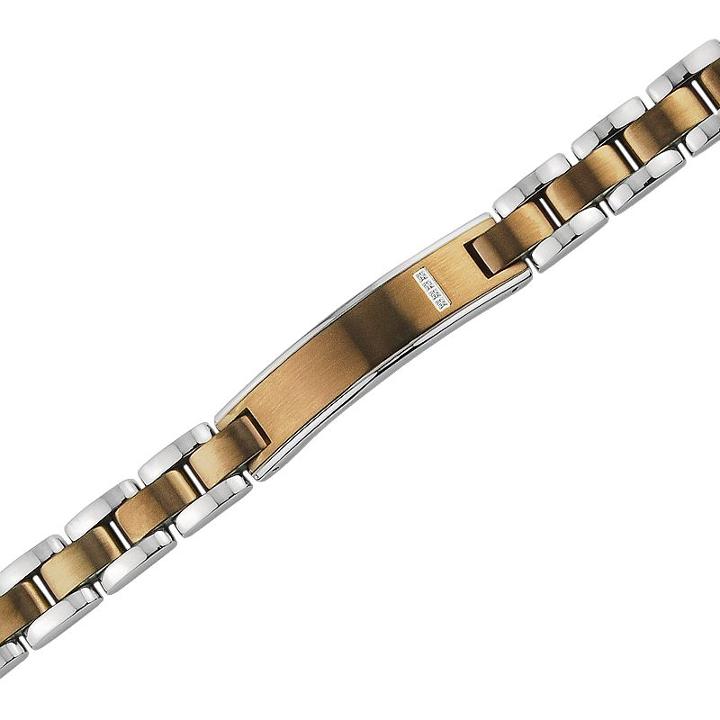 Axl By Triton Stainless Steel Two Tone Diamond Accent Bracelet - Men, Size: 8.5, Brown
