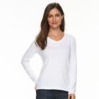 Women's Croft & Barrow&reg; Classic V-neck Tee, Size: Xl, White
