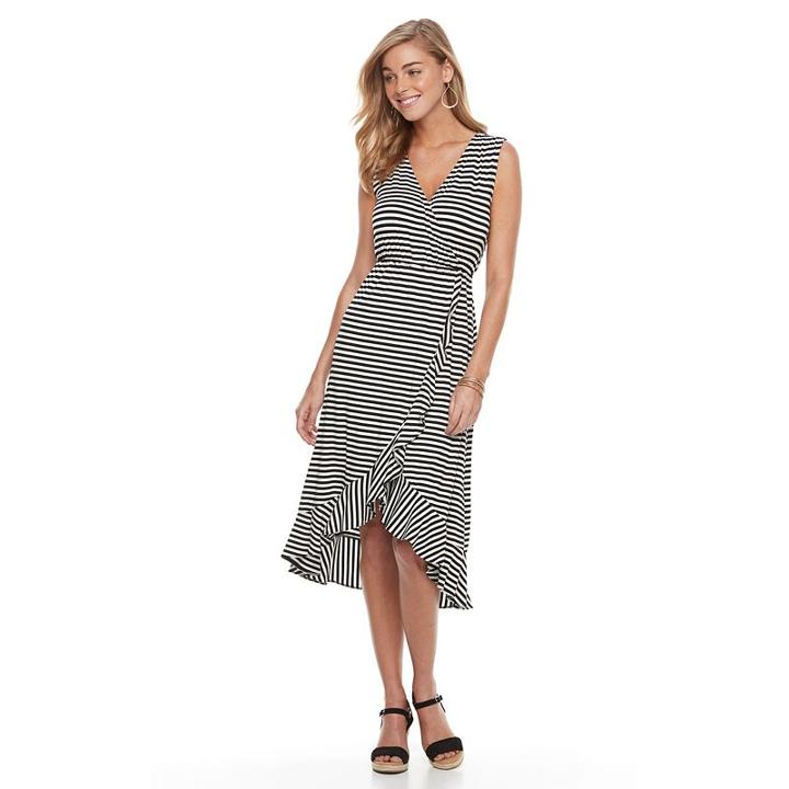 Women's Apt. 9&reg; Ruffle Faux-wrap Midi Dress, Size: Large, Ovrfl Oth