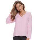 Women's Apt. 9&reg; Criss-cross Chiffon Top, Size: Large, Light Pink