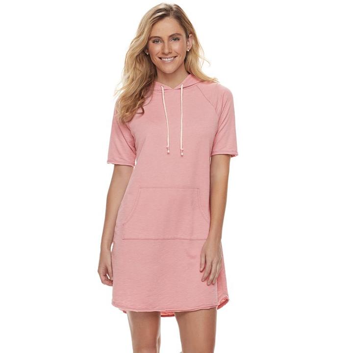 Women's Sonoma Goods For Life&trade; French Terry Hoodie Shift Dress, Size: Large, Med Pink
