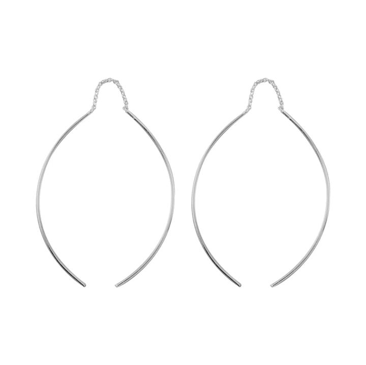 Sterling Silver Curved Thread Earrings, Women's, Grey