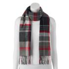 Softer Than Cashmere Plaid Fringed Oblong Scarf, Women's, Grey (charcoal)