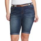 Plus Size Gloria Vanderbilt Joslyn Belted Bermuda Jean Shorts, Women's, Size: 20 W, Light Blue