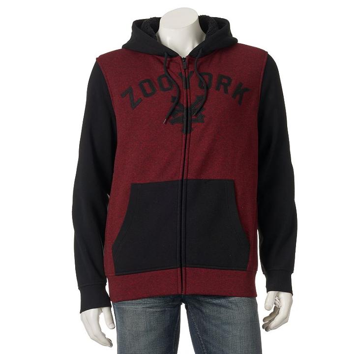 Men's Zoo York Raglan Sherpa Hoodie, Size: Medium, Dark Red