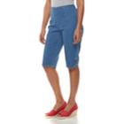 Petite Croft & Barrow&reg; Strappy Hem Pull-on Skimmer Capris, Women's, Size: 6 Petite, Blue