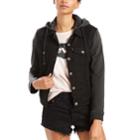 Women's Levi's Hooded Mixed-media Trucker Jacket, Size: Xl, Black