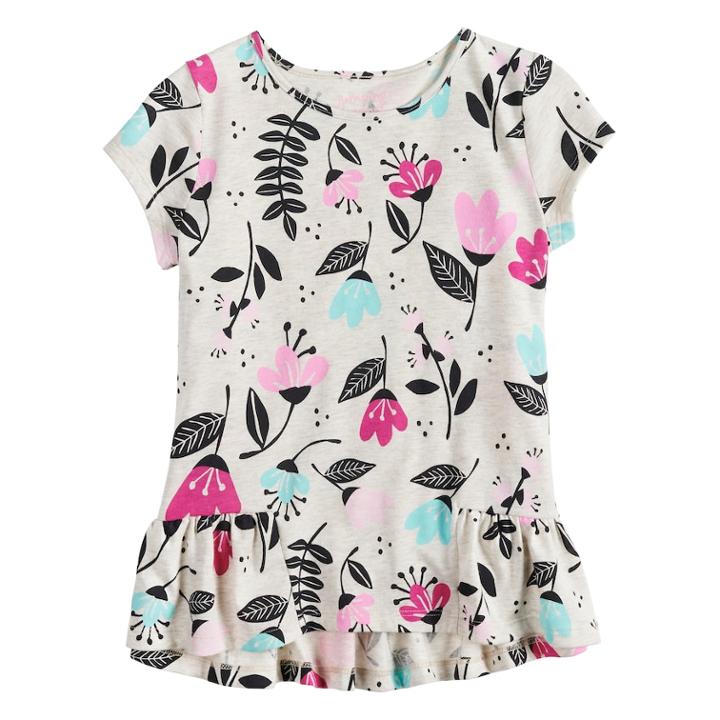 Girls 4-10 Jumping Beans&reg; Pieced Ruffle Hem Top, Size: 10, Lt Beige