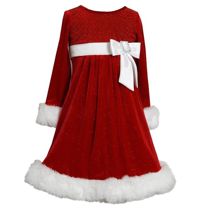 Girls 7-16 Bonnie Jean Sparkly Velvet Red Santa Dress, Girl's, Size: 8