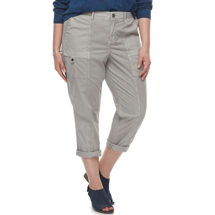 Plus Size Sonoma Goods For Life&trade; Ripstop Utility Capris, Women's, Size: 16 W, Silver