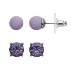 Simply Vera Vera Wang Ball & Simulated Crystal Nickel Free Stud Earring Set, Women's, Purple