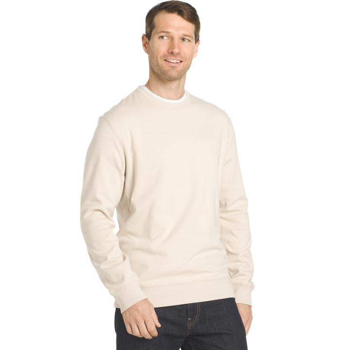Men's Van Heusen Flex Classic-fit Stretch Fleece Crewneck Sweater, Size: Medium, Med Beige
