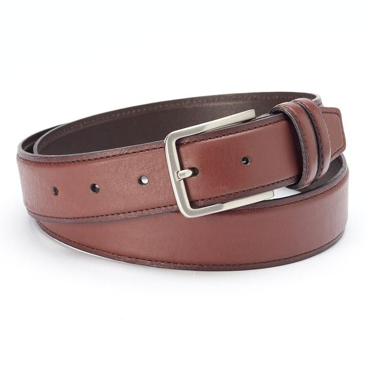 Dockers Tan Drop-edge Leather Belt - Men, Size: 34, Dark Beige