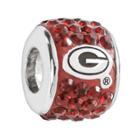 Logoart Georgia Bulldogs Sterling Silver Crystal Logo Bead - Made With Swarovski Crystals, Women's