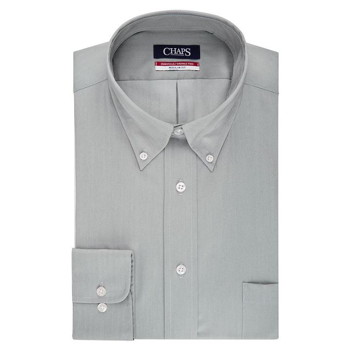 Big & Tall Chaps Regular-fit Herringbone Wrinkle-free Dress Shirt, Men's, Size: 18.5 35/6t, Silver