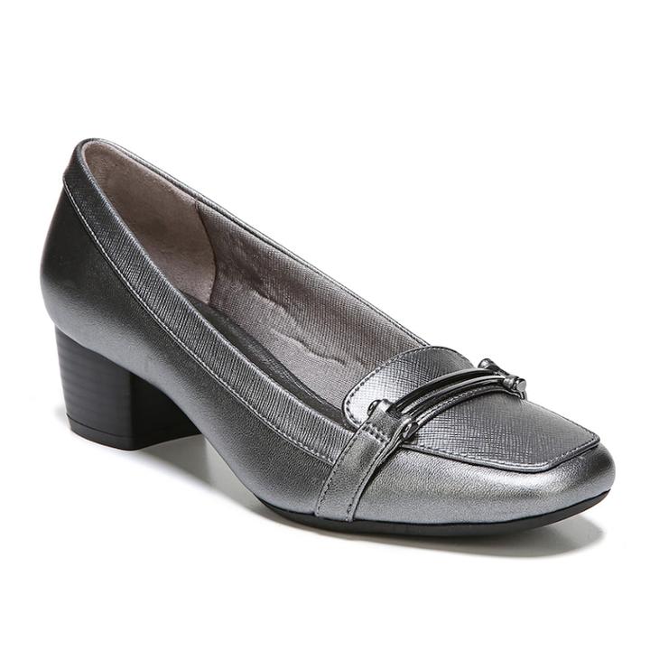 Lifestride Evette Women's High Heel Loafers, Size: 7.5 Wide, Grey