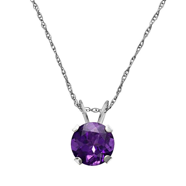 10k White Gold Amethyst Pendant, Women's, Size: 18, Purple