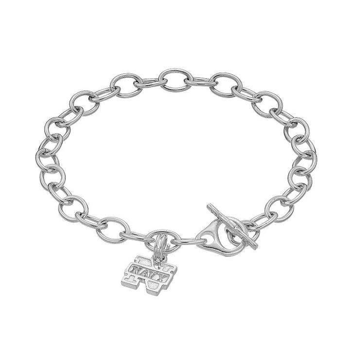 Dayna U Sterling Silver Navy Midshipmen Charm Toggle Bracelet, Women's, Size: 7.5, Grey