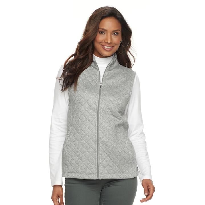 Women's Croft & Barrow Metallic Vest, Size: Medium, Med Grey