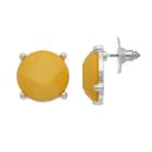 Nickel Free Yellow Round Faceted Stone Stud Earrings, Women's