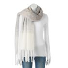 Lc Lauren Conrad Striped Fringed Oblong Scarf, Women's, Grey Other